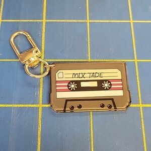 Retro Cassette Keychain - Black and Multicolor New